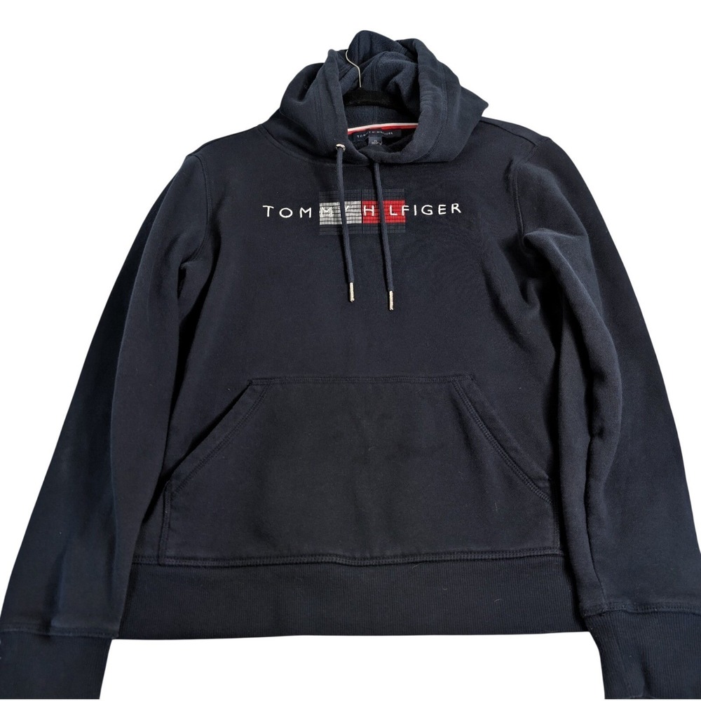 Tommy Hilfiger Xtra Small Hoodie Pullover Navy Blue Kangaroo Pocket Sweatshirt